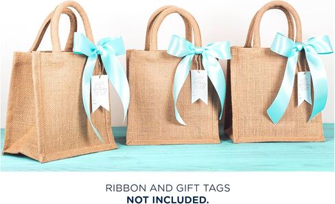 10 Small Burlap Gift Bags with Handles, Wedding Welcome & Bridesmaids Gifts, Bachelorette Party Favors - Reusable 8'x 8'x 6 in Saudi Arabia