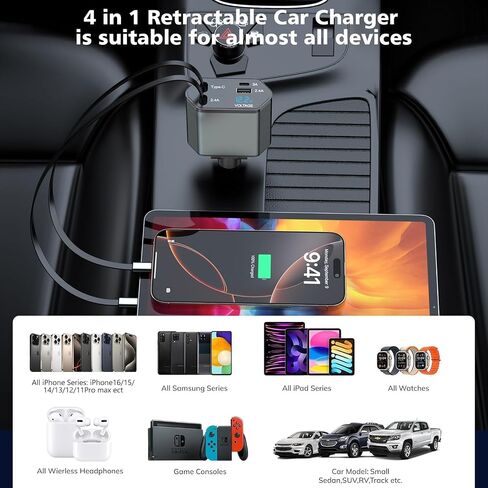 iPhone 15 Car Charger,2Pack Dual Port USB C Fast Car Charger[Apple Certified] Type C Rapid Car Charging with 2Pack USB C to C Nylon Braid Cable Apple Car Charger for iPhone 15/15 Plus/15 Pro Max/iPad in Kuwait