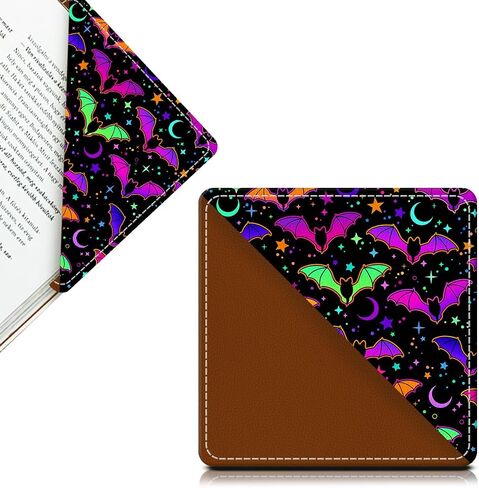 Cute Leather Bookmarks, Fun Triangle Making Corner Bookmark, Book Accessories for Reading Book Lovers, Unbreakable Page Markers for Women Men Cute Colorful Bats in Kuwait