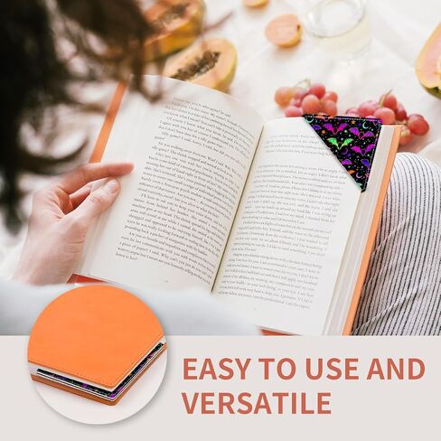Cute Leather Bookmarks, Fun Triangle Making Corner Bookmark, Book Accessories for Reading Book Lovers, Unbreakable Page Markers for Women Men Cute Colorful Bats in Kuwait