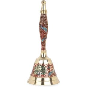 جرس نداء يدوي من النحاس الصلب - جرس يدوي عالي الصوت للغاية مطلي يدويًا لتزيين مناسبات الزفاف، وخط الطعام، والإنذار، والأناشيد، والرنين، وجرس الخدمة (أحمر) | 7 بوصة هاشكارت®