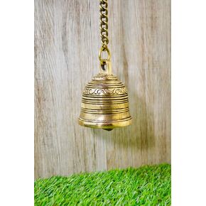 جرس معلق على الحائط غير لامع عتيق من Aakrati مع سلسلة نحاسية وخطاف للبوابات والمنزل والمكتب والمعبد in Kuwait