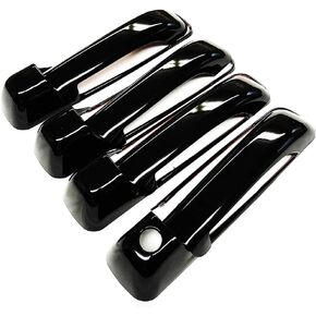 Black Door Handle Covers Compatible with 10-18 RA-M 1500+2500+3500 / Commander/Grand Cherokee