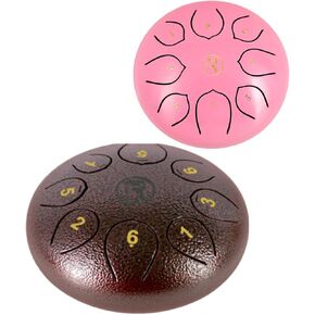 RANMING Pink Steel Tongue Drum 6 Inch 8 Note Tongue Drum Handpan Drum C Key Tank Drum with Carry Bag,Drumsticks,Finger Paddles,musical Book, for Musical Meditation Yoga Zen Gifts(Pink)