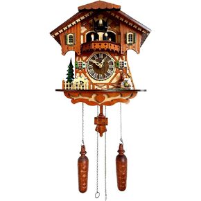 Traditional German Style Cuckoo Clock Black Forest House Clock with Moving Wood Kids