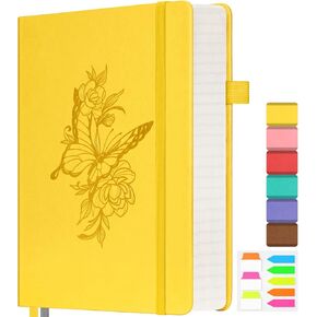 Lined Notebook Journal for Women, 312 Numbered Pages A5 Thick Leather Journal, 100gsm Paper Daily Journal for Work Travel, Hardcover College Ruled Notebook, Giftable Butterfly Floral Notebook, Purple in Kuwait