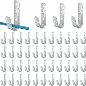 Gisafai 100 Cable Support J Hook, Cable Hooks for Hanging, Heavy Duty Metal Hooks for Wire Management, G60 Galvanized Steel (2 Inch)