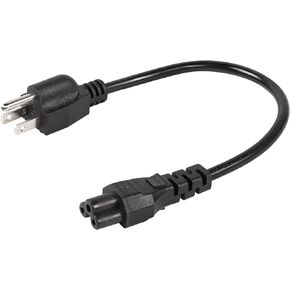 CEERXIAN 3 Prong AC Short Power Cord, 1ft Nema 5-15P Male to IEC 320 C5 Female Laptop Power Replacement Cord for Notebook Computer(Black，0.3m)