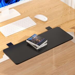 Desk Extender Tray, 27.16" X 9.45" Large Size Foldable Keyboard Tray, Clamp-on Table Extender for Desks, Armrest Support for Home and Office(Wood)