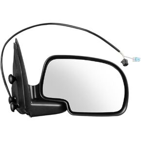 SCITOO Right Side View Mirror Fits for 2003 2004 2005 2006 2007 for Chevy Silverado for GMC Sierra 1500 Black Heated Power Adjustment Manual Folding