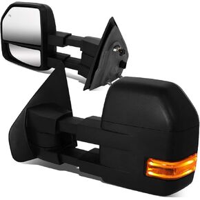 DNA Motoring TWM-010-T222-BK زوج من المرايا الجانبية للقطر ذات التعديل اليدوي المتوافقة مع 03-14 E-150 E-250 E-350 E-450 E-550 / Econoline، غطاء أسود