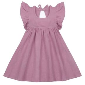 Toddler Baby Girl Dress Summer Cotton Linen Ruffle Halter Sleeveless Kids Casual Beach Party Dresses 1-6 Years