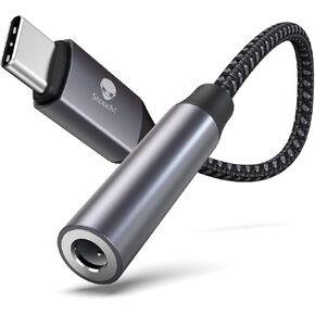 محول Stouchi USB C إلى 3.5 ملم أنثى، كابل مقبس صوت من النوع C، كابل Hi-Fi Dongle لهاتف iPhone 15، Pixel 8 7 6a، Samsung Galaxy S22 S21 Ultra Z Flip Note20،2022 iPad Pro - رمادي in Kuwait