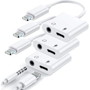 iPhone Headphones Adapter, 3 Pack [Apple MFi Certified] Lightning to 3.5mm Headphone/Earphone Aux Audio + Charge Jack Adapter Dongle Splitter Compatible for iPhone 14 13 12 11 XS XR X 8 7 6 iPad