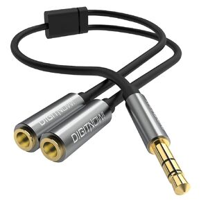 Headphone Splitter,3.5mm Extension Cable Audio Stereo Y Splitter (Hi-Fi Sound), 3.5mm Male to Female Dual Headset Jack Adapter for iPhone Samsung Tablet Laptop, PS4, Switch & More