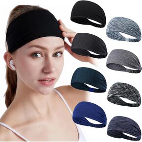 8 PCS Women's Workout Headbands Non Slip Yoga Sport Sweatbands Fitness Hairbands for Travel Athletic Elastic Moisture Wicking