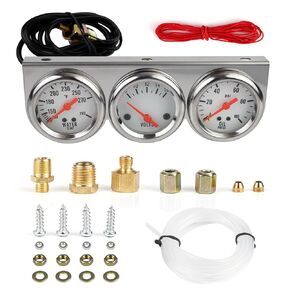 Triple Gauge Kit Water/Volt/Oil 2'' 52mm DC 12V Mechanical Triple Gauge Set Car Meter Auto Gauge Water Temp Oil Pressure Meter Volt 3 in1 Car Meter Auto Gauge Kit