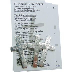 Westmon Works God Loves You Metal Cross Pocket Size Christian Faith Reminder with Holy Prayer Cards, Set of 10