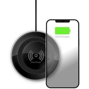 HyperGear ChargePad Pro Wireless Charging Pad - 15W Fast Charging Wireless Charger with Soft Grips & LED Power Indicator, Compatible with Apple iPhone & Android Devices - Black