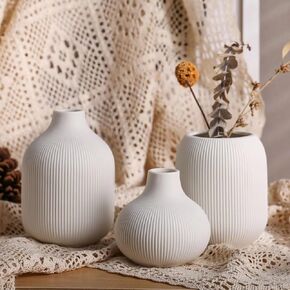 Ceramic Vase for Decor,Small Boho Vases Set for Home Decor,Modern Minimalist Farmhouse Decor,Decorative Bud Vases for Shelf Decor,Table, Bookshelf, Mantel and Entryway(Pink+Light Yellow+Orange)