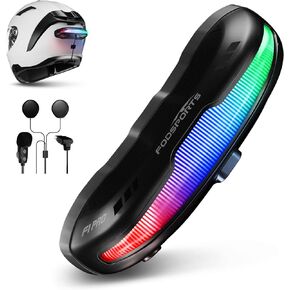 FODSPORTS Motorcycle Bluetooth Headset with Safety Light, F1 PRO 2 Riders Helmet Communication Systems Intercom, EQ Sounds, 9 Light Modes, Magnetic Mount, IP67 Waterproof, Single Pack