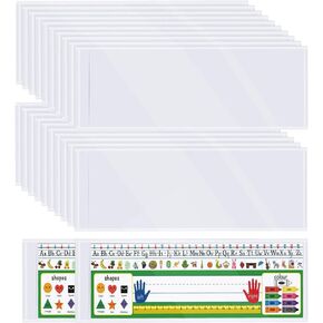 Meetory 36 Pieces 13.5" x 4.9" Clear Nameplate Pocket Self-Adhesive Desk Name Tag Covers for School Classroom Desk, Office Supplies（NOT Include Name Tags）