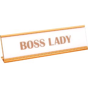 علامة Boss Lady، علامة Boss Girl باللون الذهبي الوردي، لوحة سيدة من الأكريليك، لافتة مكتب بخلفية بيضاء، لوحة اسم مكتب Boss Gold للنساء، مستلزمات ديكور المكتب