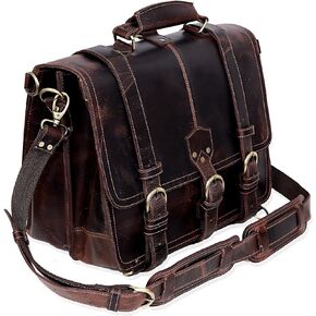 cuero Leather briefcase 18 Inch Laptop Messenger Bags for Men and Women Best Office College briefcase Shoulder Bag