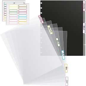 Letter Poly Tab Dividers for Discbound Notebooks, Disc Bound Planner Supplies Discbound Divider Tabs Binder Index Dividers for Notebook, Black Semi Transparent (2 Sets, 11 Sheets in Total)