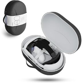 حقيبة حمل صلبة متوافقة مع 2023 Meta Quest 3، مناسبة لحزام الرأس Elite مع وحدة تحكم تعمل باللمس، وكابل USB-C، وتخزين البطارية والشاحن، وحقيبة سفر لملحقات الواقع الافتراضي لـ Oculus Quest 3، أسود in Kuwait