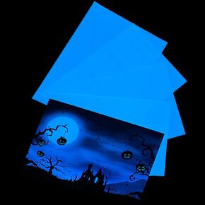Everyglow Glow in The Dark Photo Paper, Luminous Printing Paper Photoluminescent Inkjet Printing Paper Vnyl for Pictures Halloween Party(10pcs) 4''X6'' (Bluegreen)