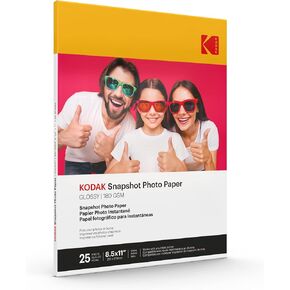 KODAK Photo Paper Gloss 8.5 X 11 SNAPSHOT 25 count, 48lb-180 g/m 2 - 8.5MIL (41300)
