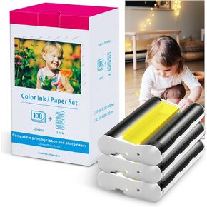 حبر وورق Canon Selphy CP1300 المتوافق مع Markurlife KP-108IN 3 خراطيش حبر ملونة 108 ورقة 4x6 ورق صور لطابعة الصور Canon Selphy CP1500 CP1200 CP1000 CP910 CP900 CP810 CP800 in Kuwait
