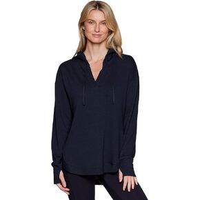 RBX Active Women's French Terry Hoodie Top with Thumbholes Lightweight Long Sleeve Hoodie Pullover Tunic for Yoga Casual Wear