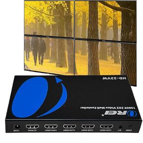 OREI 2x2 HDMI Video Wall Controller Processor Display Upto 1080p 60hz 2x1, 1x2, 1x3, 1x4 Supports 180 Degree Rotate RS-232 (HD-22VW)