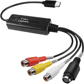 XMSJSIY RCA AV to USB C Converter Video Capture Card Adapter 1 Channel AV NTSC PAL Video S Video/Composite to USB Converter Video Audio RCA for Mobile Phone/PC