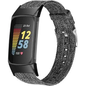Abanen Women and Men Band for Fitbit Charge 6 / Charge 5, Soft Woven Canvas Nylon Quick Dry Wrist Strap for Fitbit Charge 5