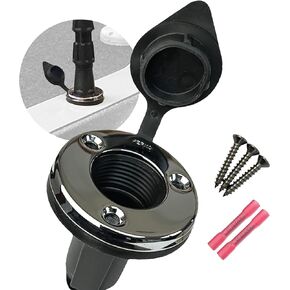 YOLOtek PERKO 2-pin Anchor Light Base Round Large Thread Vet Owned! Model # 6911 0° Rake. Secure Boat Navigation Lights on Stern or Bow. Easy Install Kit with Screws & Connectors. Boat Accessories