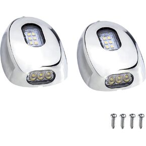 Boat Docking Lights Marine Docking Lights LED Stainless Steel Surface Side Mount Waterproof for Pontoon 12 Volts 2 Pieces
