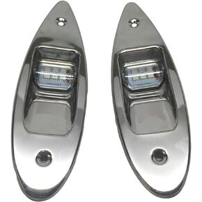 Pactrade Marine Boat Navigation Light Pair of LED Flush Mount Sidelight Red & Green Shark Eye Teardrop Bow Lights SS Vertical Mount 12V Signal Lights for Small Boat, Pontoon, Sailing, Skiff and More