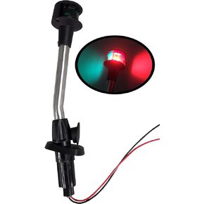 Pactrade Marine Navigation Red Green Angled Pole Bow Light and 2-Prong Pole Base