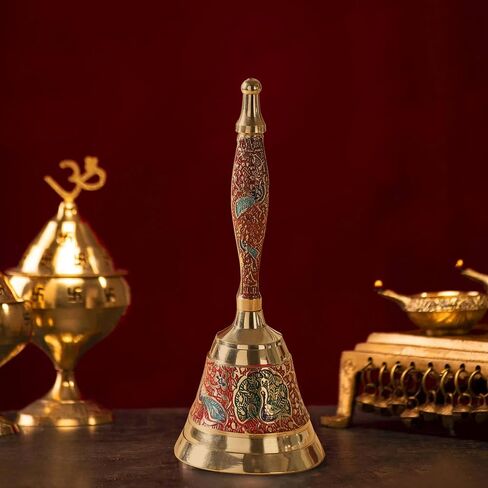 جرس نداء يدوي من النحاس الصلب - جرس يدوي عالي الصوت للغاية مطلي يدويًا لتزيين مناسبات الزفاف، وخط الطعام، والإنذار، والأناشيد، والرنين، وجرس الخدمة (أحمر) | 7 بوصة هاشكارت® in Kuwait