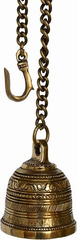 جرس معلق على الحائط غير لامع عتيق من Aakrati مع سلسلة نحاسية وخطاف للبوابات والمنزل والمكتب والمعبد in Kuwait