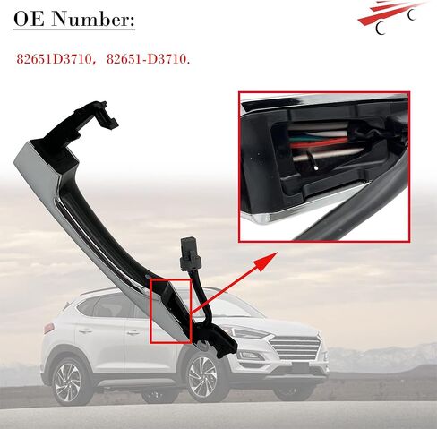 مقبض الباب الأمامي الأيمن لسيارة Hyundai Tucson 82661D3710 82661-D3710 2016-2019 مقبض المفتاح الذكي الخارجي (فضي) - كروم in Kuwait