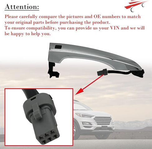 مقبض الباب الأمامي الأيمن لسيارة Hyundai Tucson 82661D3710 82661-D3710 2016-2019 مقبض المفتاح الذكي الخارجي (فضي) - كروم in Kuwait