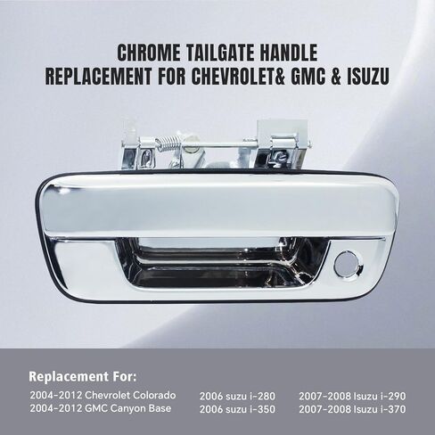 مقبض الباب الخلفي كروم مع فتحة مفتاح، متوافق مع 2004-2012 Chevy Colorado & GMC Canyon & Isuzu i-280، i-290، i-350، i-370، استبدال # 80584، GM1915118 قفل مزلاج الباب الخلفي الخارجي in Kuwait