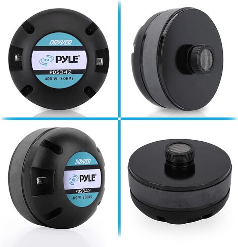 Pyle 1.35 Inch Tweeter Horn Driver-400 Watt High Power Car Audio Speaker System w/Flat Aluminum Voice Coil,Titanium Diaphragm, 1kHz-20 kHz Frequency,104 dB, 8Ohm, Heavy Duty 20 oz Magnet PDS342, Black in Saudi Arabia