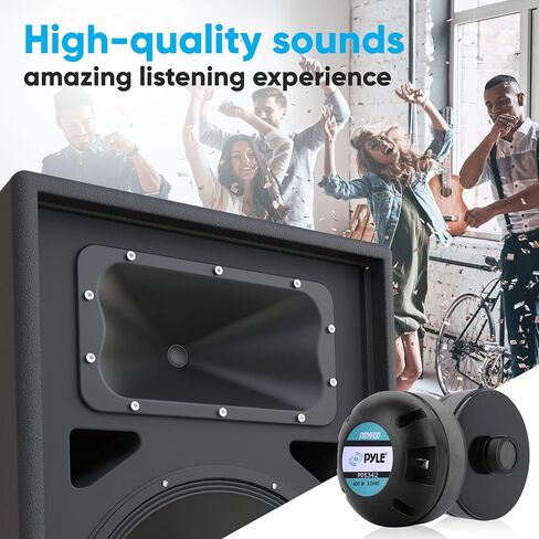 Pyle 1.35 Inch Tweeter Horn Driver-400 Watt High Power Car Audio Speaker System w/Flat Aluminum Voice Coil,Titanium Diaphragm, 1kHz-20 kHz Frequency,104 dB, 8Ohm, Heavy Duty 20 oz Magnet PDS342, Black in Saudi Arabia