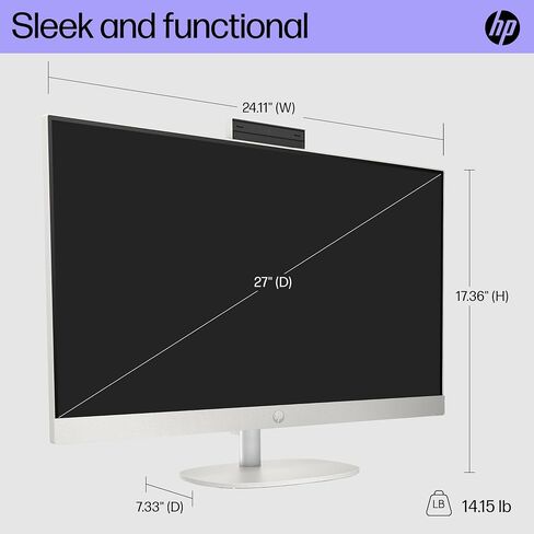 كمبيوتر مكتبي HP الكل في واحد مقاس 27 بوصة، شاشة FHD، الجيل الثالث عشر Intel Core i5-1335U، ذاكرة الوصول العشوائي 16 جيجابايت، 512 جيجابايت SSD، Intel UHD Graphics، Windows 11 Home، 27-cr0070 (2023) in Kuwait