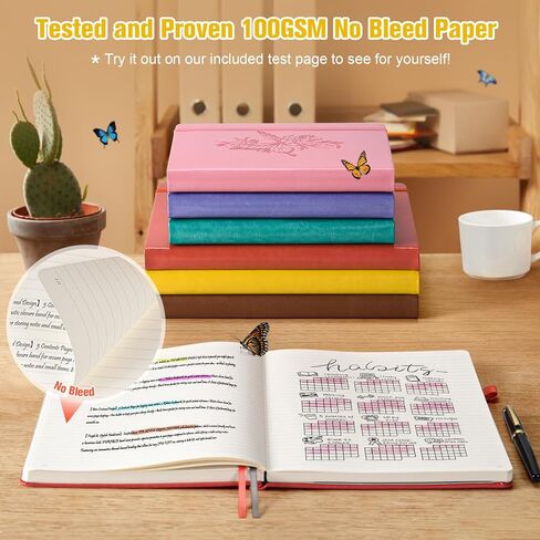 Lined Notebook Journal for Women, 312 Numbered Pages A5 Thick Leather Journal, 100gsm Paper Daily Journal for Work Travel, Hardcover College Ruled Notebook, Giftable Butterfly Floral Notebook, Purple in Kuwait